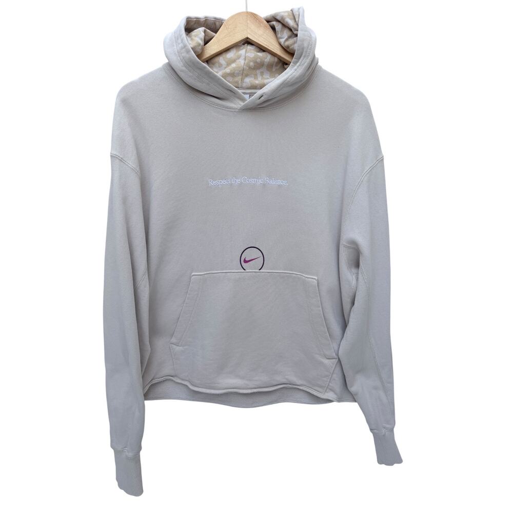 Nike Graphic Hoodie Womens Medium Cream Equilibrium Pullover Sweatshirt